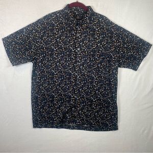 H&H Men's 100% Silk Short Sleeve Button Down Shirt Size Medium